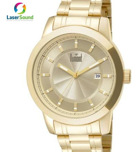 Relógio Dumont Masculino Analógico Dourado Original + Nf
