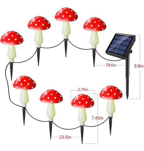 Cadena Solar Led De Luces Led En Forma De Hongo Para Jardín