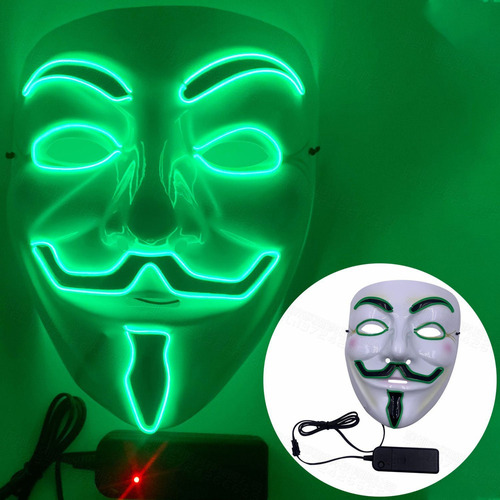 Máscara Led Hacker Mask V Vendetta Para Adultos, Iluminada