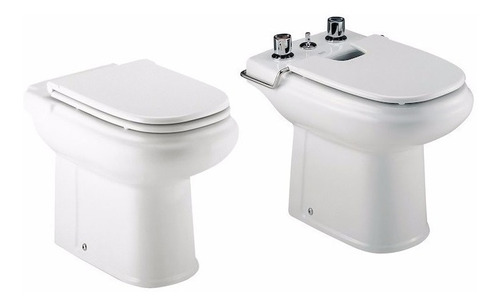 Combo Baño Sanitarios Inodoro Corto + Bidet Roca Dama