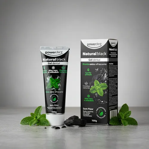 ÉCLAT Botanical Natural Black Gel Dental Natural Black Sem Flúor 100g Powerdent | MercadoLivre