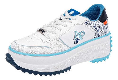 Tenis Mujer American Polo 2484 Blanco Marino Azul 117-777