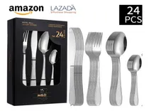 Comprar Set De Cubiertos 24 Piezas Acero Inoxidable Delux 