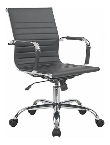 Asiento De Oficina Negro Simil Cuero D-101