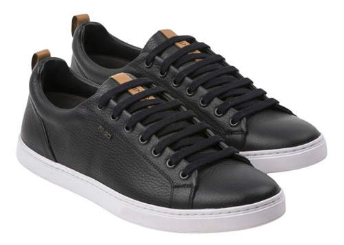 Zapatillas Urbanas Para Hombre Ringo Bay Cuero Negro Cosidas