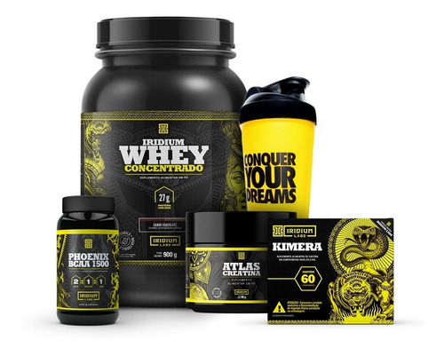 Combo Kimera + Whey Protein + Bcaa + Creatina + Coqueteleira Sabor Chocolate