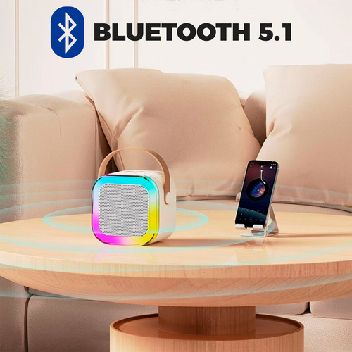 Bocina Bluetooth Con Microfono Led Portatíl Color Negro
