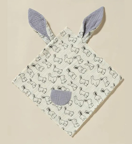 Muselina Gasa Algodón Saliva Bebé Absorbente 30x30cm Conejos