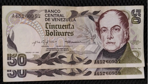 Billetes Conmemorativos De 50 Bolívares, Año 1981