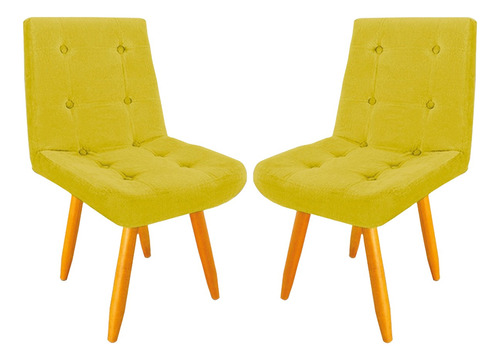 Kit 2 Cadeiras De Jantar París Veludo Amarelo
