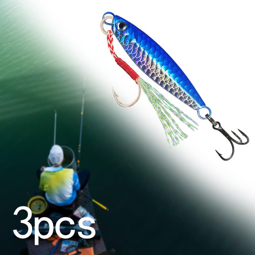 3x Señuelos Jigging Señuelos De Pesca Cebos Duros Azul