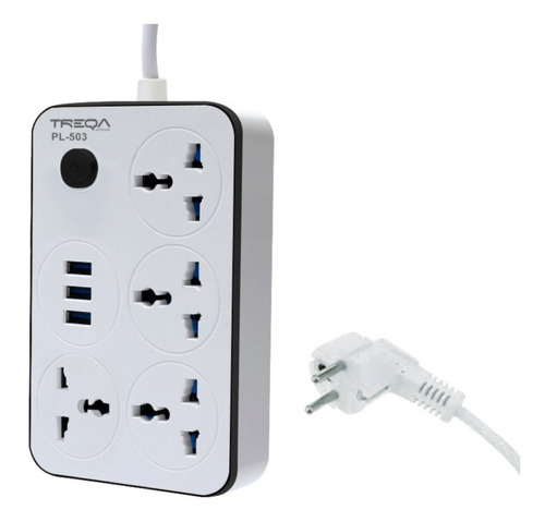 Alargue Zapatilla 4 Toma Corriente + 3 Usb 2 Metros Schuko 