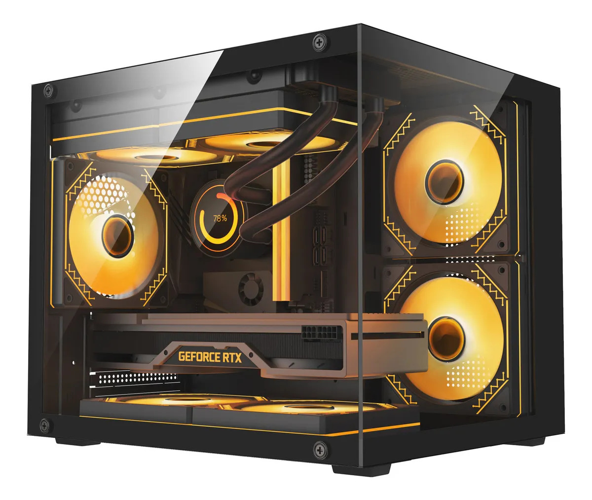 Gabinete Atx Mini Torre 5 Fan Cristal Templado Argb Negro