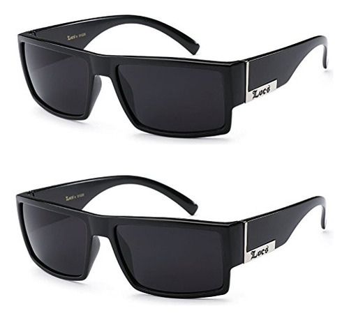 2 Pack - Lentes De Sol Negro Gangster Gafas De Sol, 2 Nwx1m