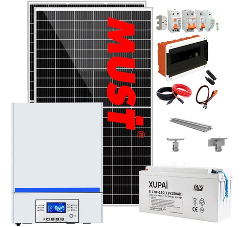 Imagen 1 de 10 de Must Kit Solar Casa Campo 8400watts/dia Inversor 3kw Mppt-m9