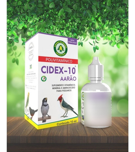 Cidex 10 Aarão 10ml - Polivitamínico Para Pássaros E Aves
