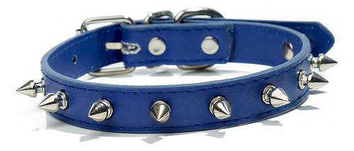 Collar Para Perros Y Gatos Medianos Con Picos De Metal Color Azul Tamaño Del Collar S