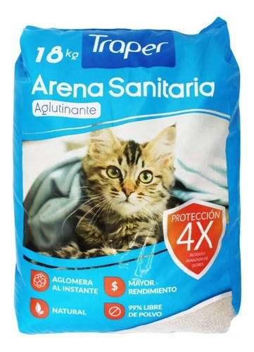 Arena Sanitaria Traper Pack 18kg x 18kg de peso neto