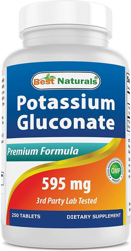 Gluconato De Potasio 595 Mg Best Naturals 250 Capsulas