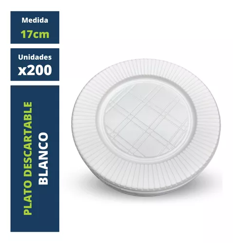 Platos Descartables Blanco Para Postre (x 200 Unidades)