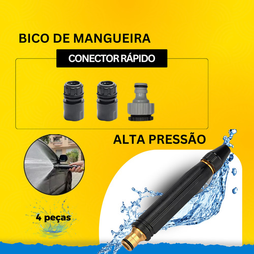 Bico De Mangueira 3 Função Alta Pressão Regador Jato Potente