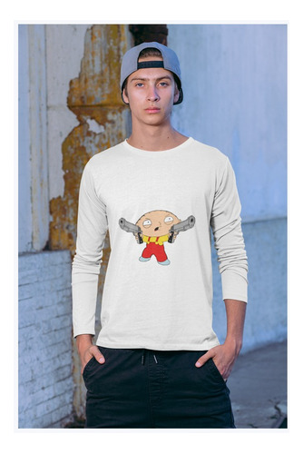 Polera Larga Family Guy Padre Familia Stewie Arma Estampado