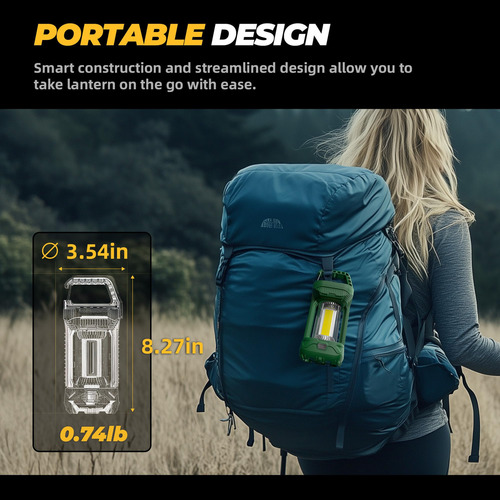 Linterna De Campamento 1500 Lúmenes Impermeable Y Portátil