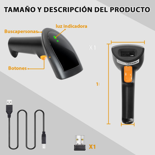 Escáner Código De Barras Bluetooth 2d 1d Con Soporte Y Usb