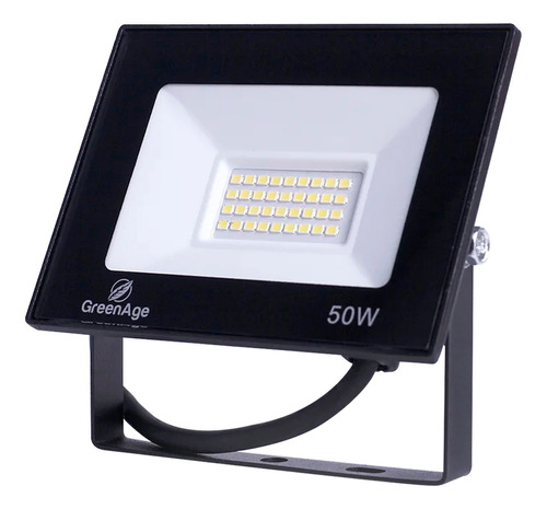 Green Age Refletor Led Sob Preto 50w Bivolt 6500k Luz Branca 4500lm