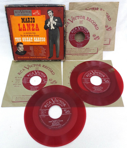 Caja Con 4 Discos Simples Mario Lanza. Made In Usa Caruso