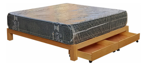 Tarima King Size,madera Capirona,con C. Rodantes Frontales