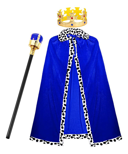 Disfraz De Principe + Corona Para Niño Talla 8-10 Años-azul