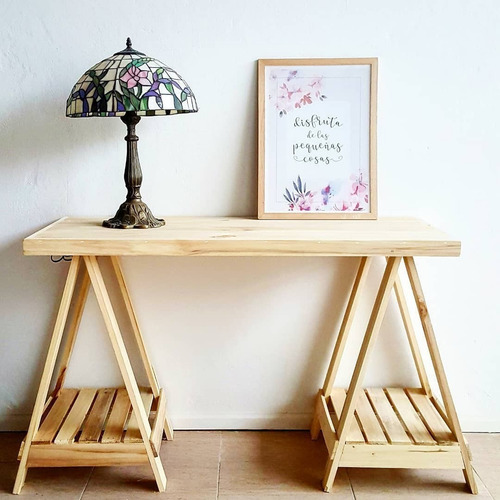 Imagen 2 de 9 de Mesa De Trabajo O Escritorio De Caballetes En Madera Alamo