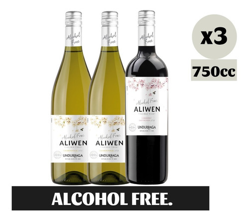 3x Vino Undurraga Aliwen Sin Alcohol Cabernet - Chardonnay 