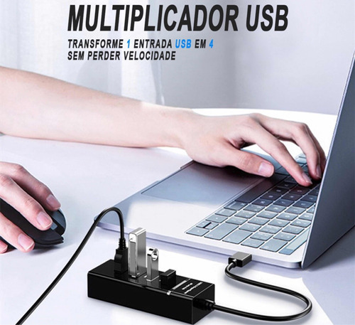 Hub Cabo Usb 3.0 Extensor 4 Portas High Speed Hd Pen Drive