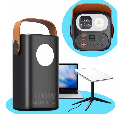 Power Bank 60.000mah 100w Premium Para Starlink Notebook Preto