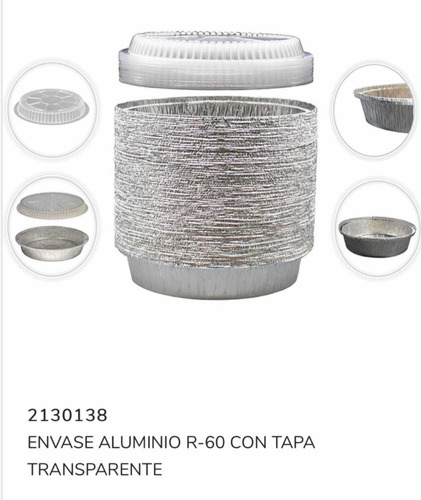 Envase Bandeja Aluminio R-60 R60 C/tapa Transparente X20unid