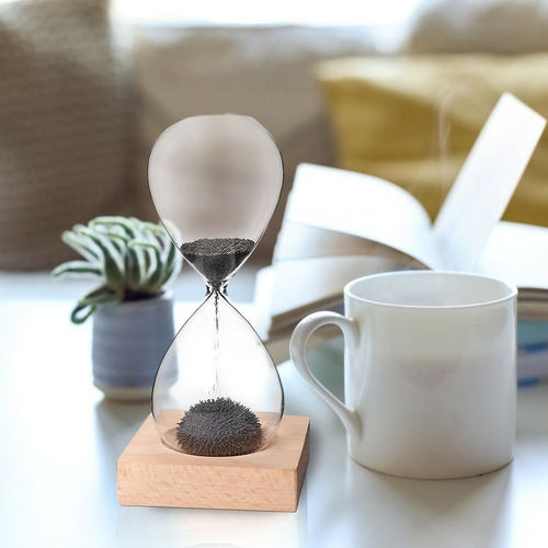 Reloj De Arena Magnético En Polvo De Hierro Y Vidrio, Decora