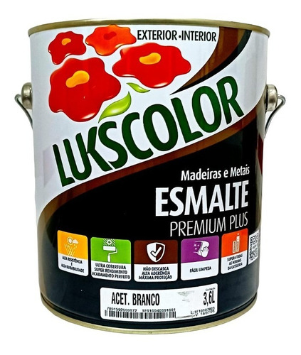 Tinta Esmalte Acetinado Branco Base Solv. 3,6lt Lukscolor