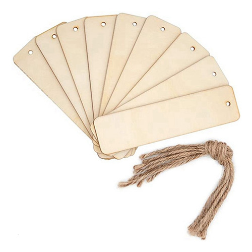 . 100 Marcapáginas De Madera En Blanco Con Cuerdas De Madera