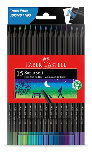 Ecolápis Supersoft 15 Cores Frios Fsc Faber-castell