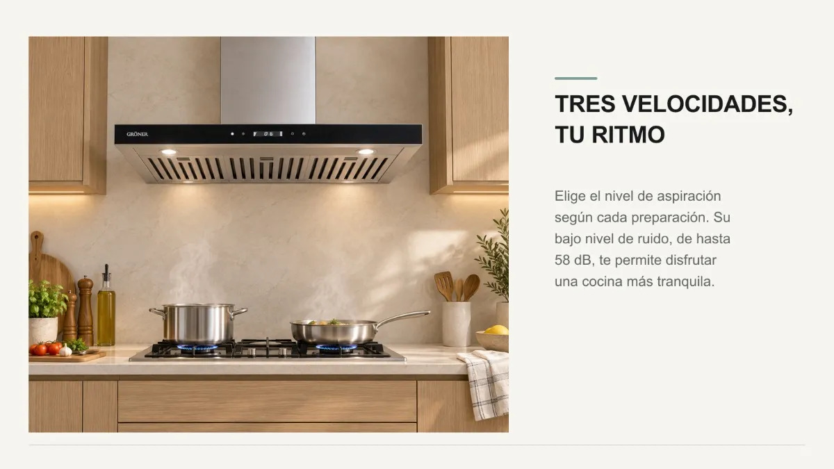Tres velocidades de aspiración con bajo nivel de ruido