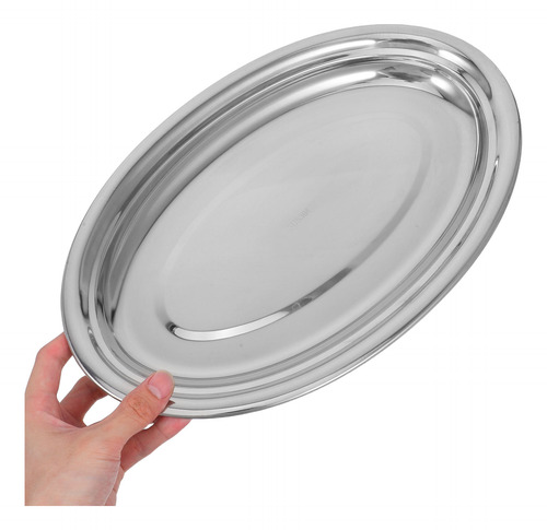 Plato Llano Ovalado De Acero Inoxidable: Plato De Metal Fáci