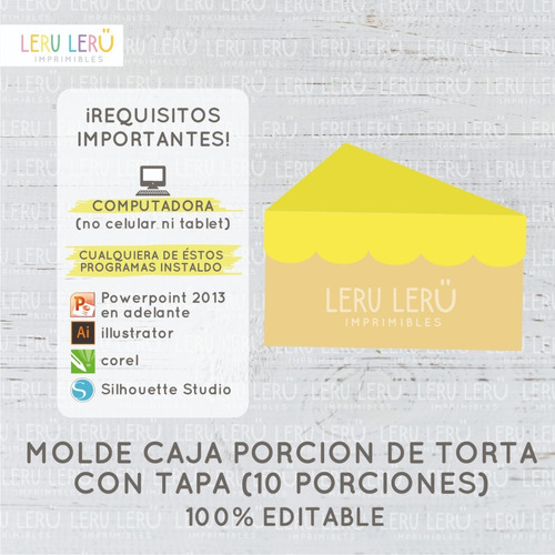 Molde Caja Triangular Torta 10 Porciones Con Tapa (editable)