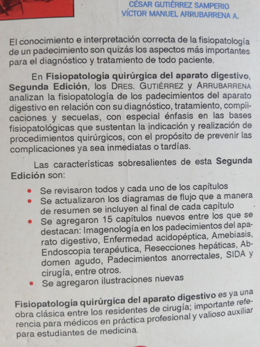 Fisiopatologia Quirurgica Aparato Digestivo Ver Descripción (Usado)