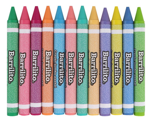 Caja De Crayones Jumbo Barrilito Colores Pastel -12 Piezas Color Multicolor