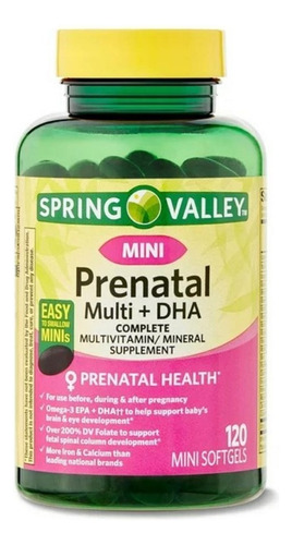 Spring Valley Prenatal Multivitamínico Dha 120 Cps Pre Natal Sabor Sem Sabor