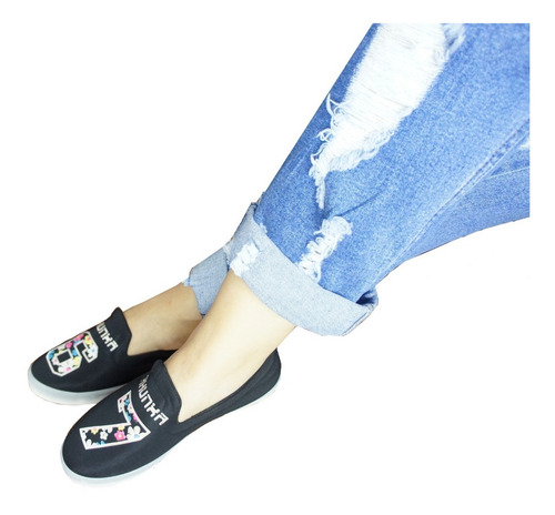 Tenis Textil Color Negro Para Mujer Confort Antiderrapantes