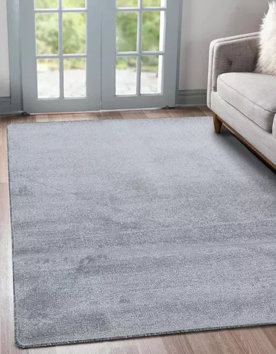 Alfombra Lisa Gris Claro Pelo Cortado 100x150 Cm Kreatex