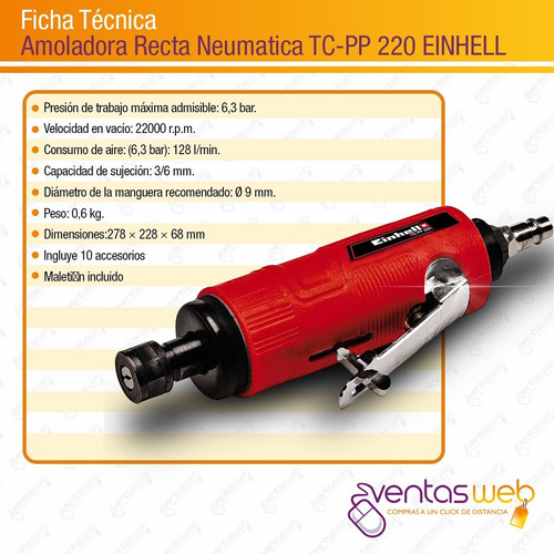 Imagen 7 de 8 de Minitorno Einhell Neumatico Incluye Maletin Y Fresas